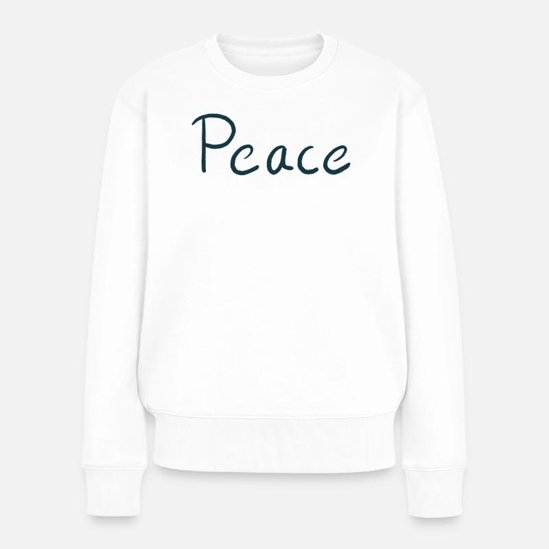 Frieden Pinselschrift Shirt Design - Frauen Premium Bio Pullover - Weiß