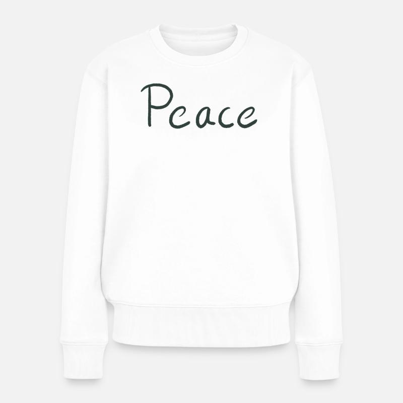 Lettres Peace Hand Vert - Pull Premium bio Femme - blanc