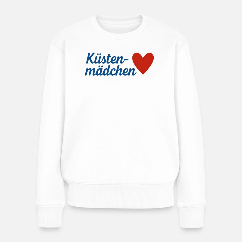 Küsten Mädchen Herz Overlay - Frauen Premium Bio Pullover - Weiß