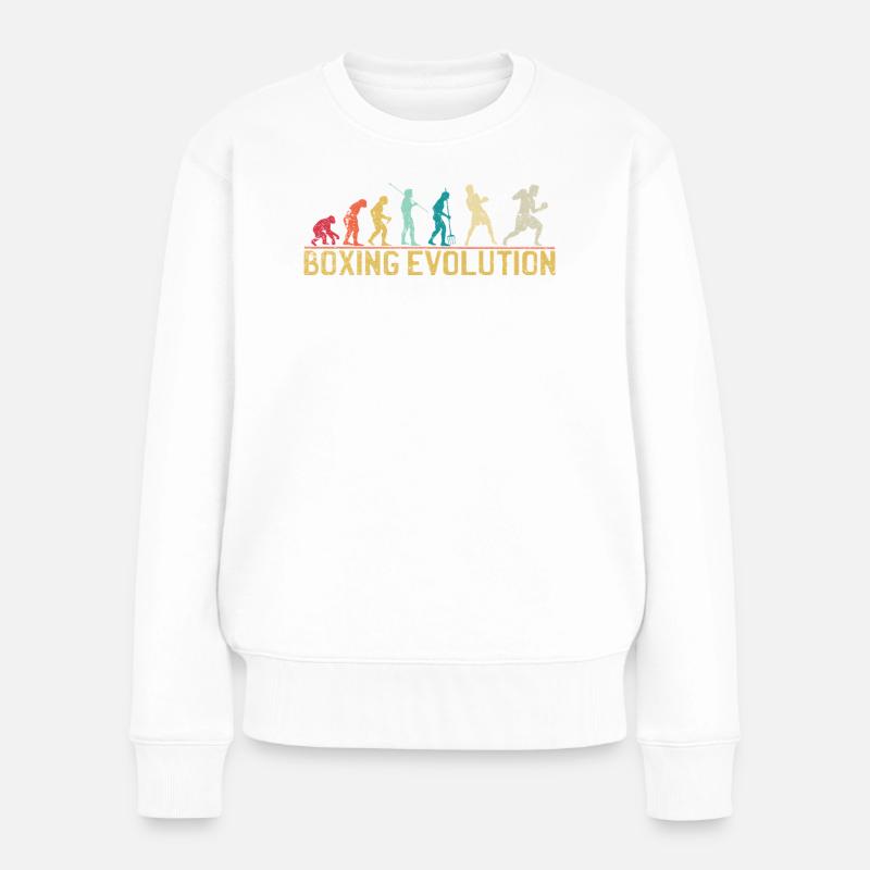 Boxen Evolution Progression Design - Frauen Premium Bio Pullover - Weiß