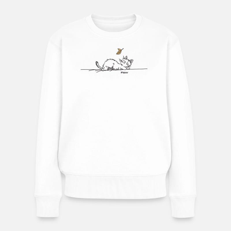 Ruhekatze - Frauen Premium Bio Pullover - Weiß