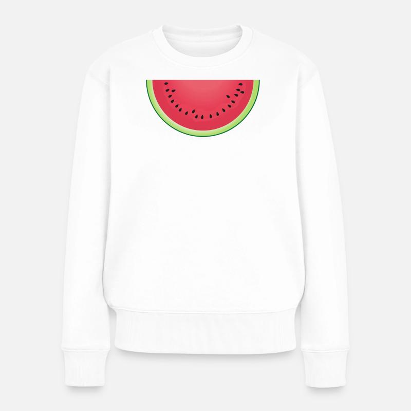 Saftige Wassermelonenscheibe - Frauen Premium Bio Pullover - Weiß