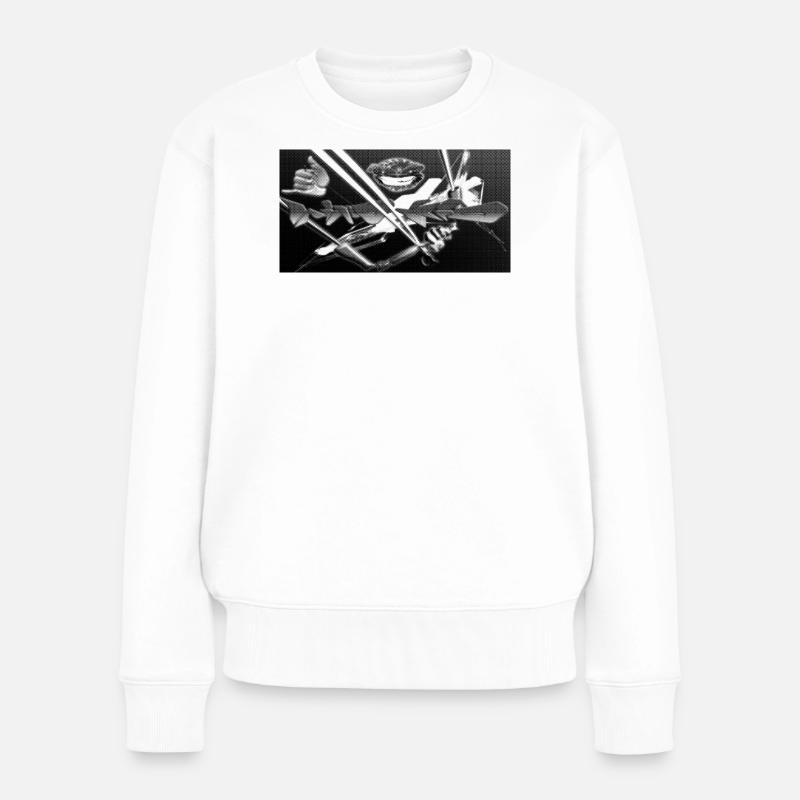Contraste grotesque de visages néon - Pull Premium bio Femme - blanc