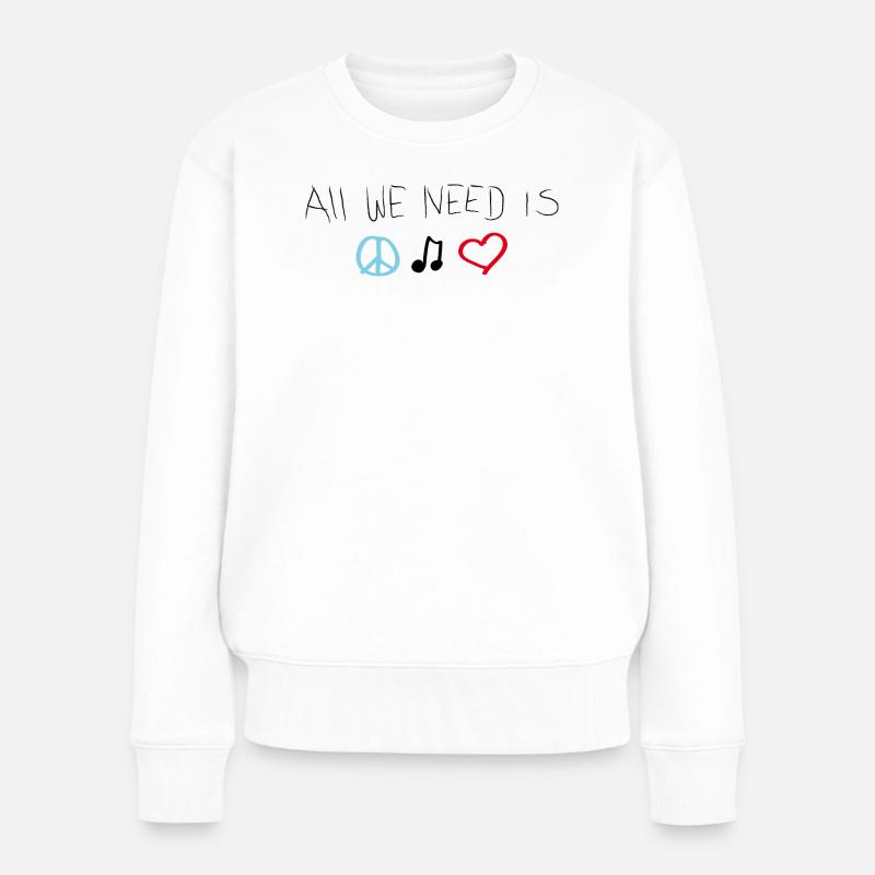 Peace, love & music - Frauen Premium Bio Pullover - Weiß