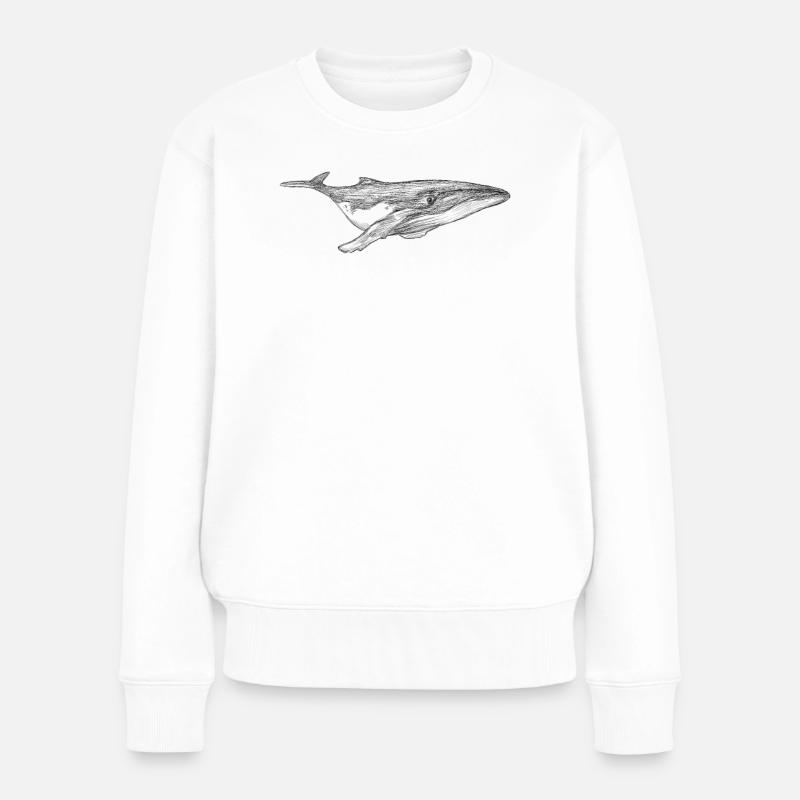Wal Design schwimmend - Frauen Premium Bio Pullover - Weiß