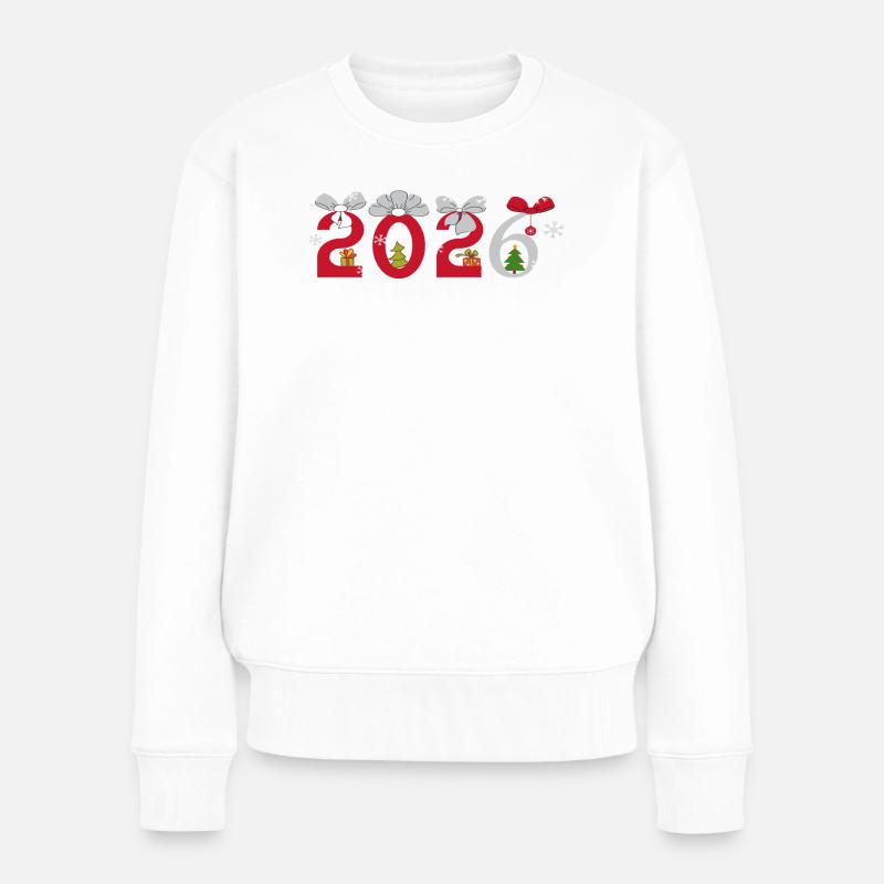  Neujahr 2026 - Frauen Premium Bio Pullover - Weiß