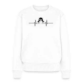 Herzlinie Pinguin Tier Liebe Fun lustig Geschenk - Frauen Premium Bio Pullover - Weiß - Vorne - Julia (174cm)