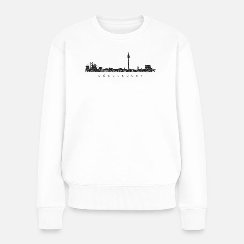 Düsseldorfer Skyline Düsseldorf (Vintage Schwarz) - Frauen Premium Bio Pullover - Weiß