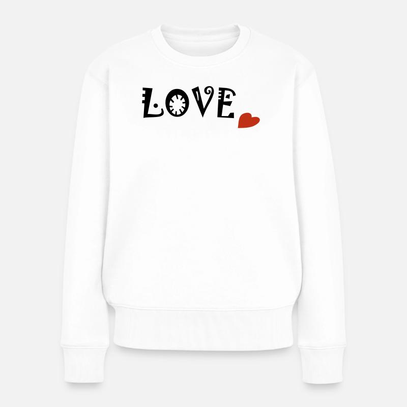 LOVE - Frauen Premium Bio Pullover - Weiß