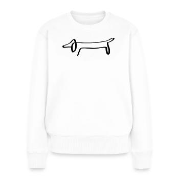 Linien Dackel - Frauen Premium Bio Pullover - Weiß - Vorne - Julia (174cm)
