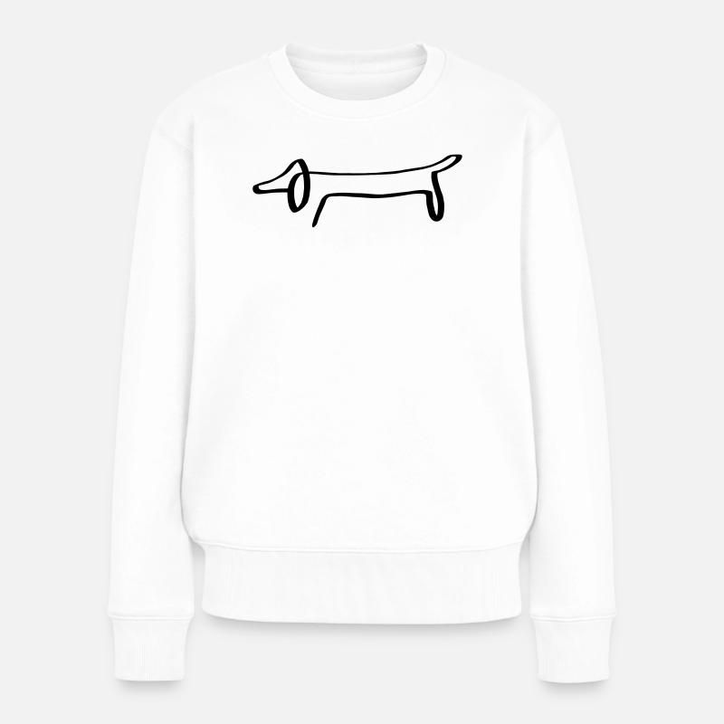 Linien Dackel - Frauen Premium Bio Pullover - Weiß