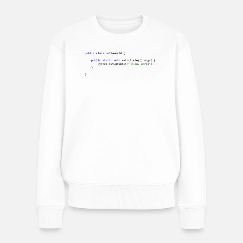 Hello World in Java - Women's Premium Organic Jumper - white