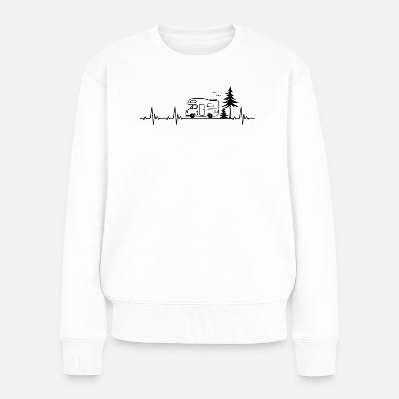 Wohnmobil Wohnwagen Camping Herzschlag Geschenk - Frauen Premium Bio Pullover - Weiß
