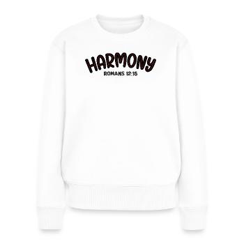 Harmony Red Line Typography - Women's Premium Organic Jumper - white - Front - Julia (174cm)