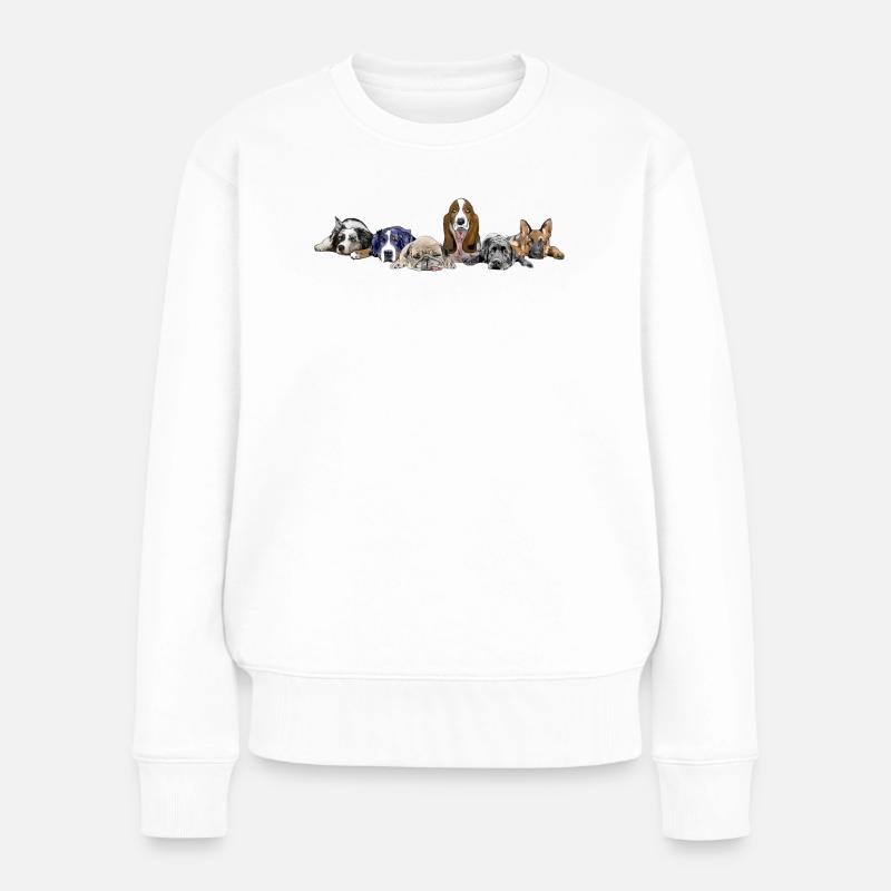 Hunde Aussi Sennenhund Mops Basset Schäferhund - Frauen Premium Bio Pullover - Weiß
