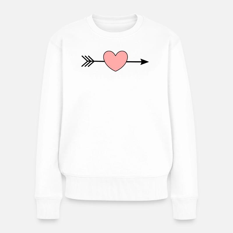 rosa Herz Pfeil Herzen Geschenk Valentinstag - Frauen Premium Bio Pullover - Weiß