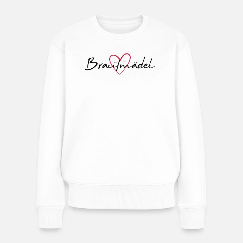 Brautmädel Herz Junggesellinnenabschied - Frauen Premium Bio Pullover - Weiß