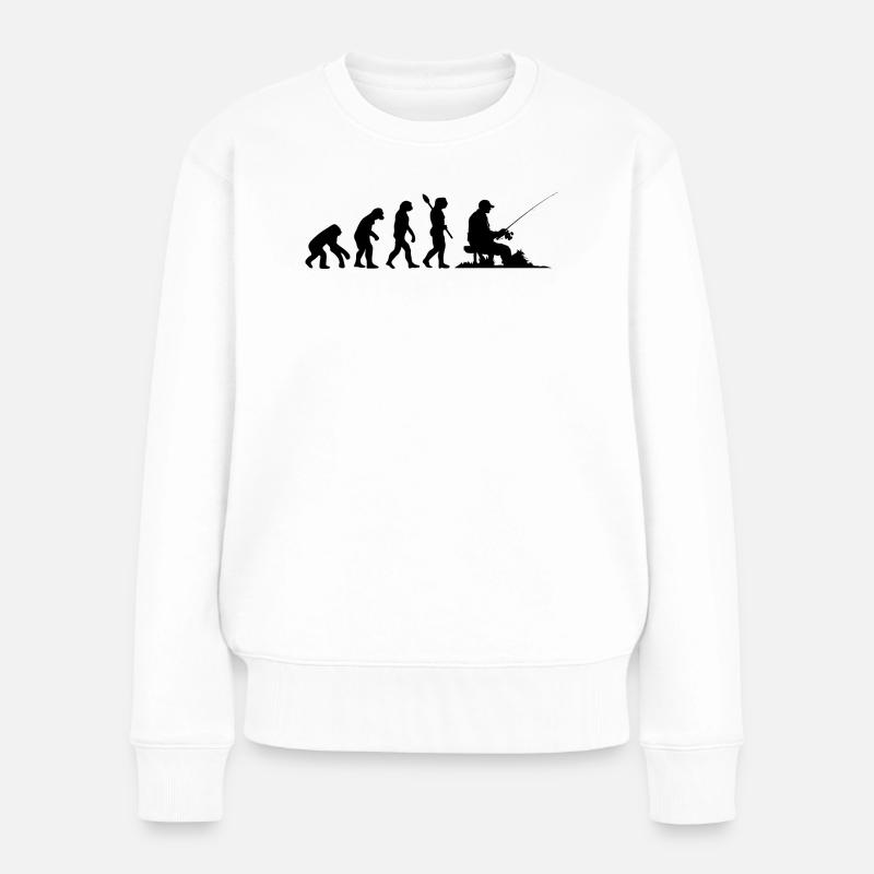 Drôle d’évolution humaine pêcheur amateur de pêche - Pull Premium bio Femme - blanc