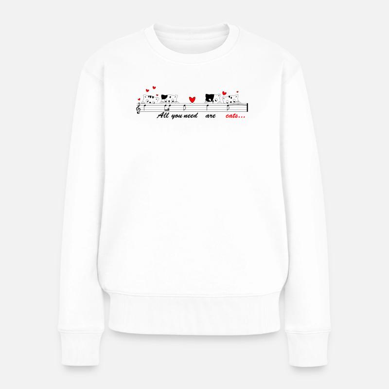 Singende Katzen mit Melodie f. helle Kleidung - Frauen Premium Bio Pullover - Weiß
