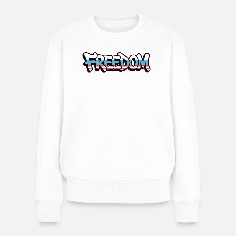 Freedom Typography Statement Design - Women's Premium Organic Jumper - white