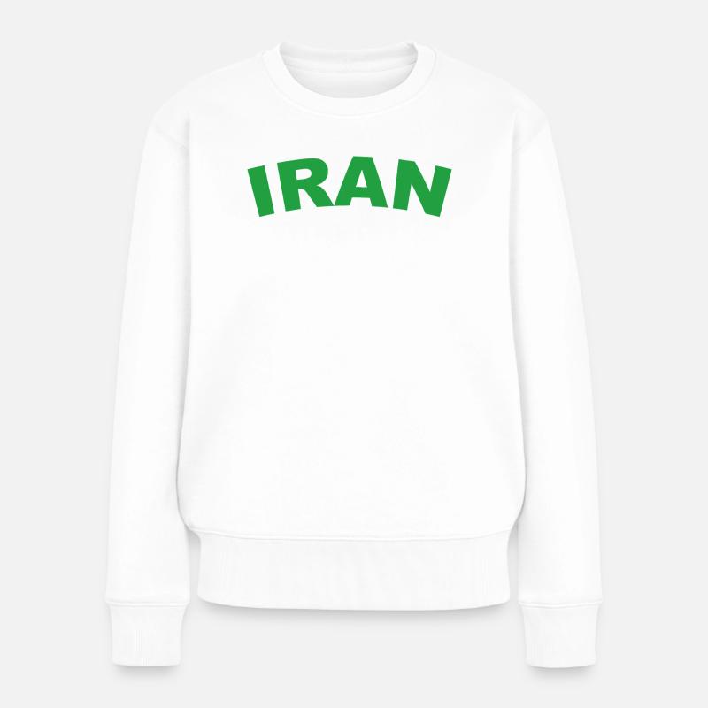 Iran in Grün – Kraftvolles Textdesign - Frauen Premium Bio Pullover - Weiß