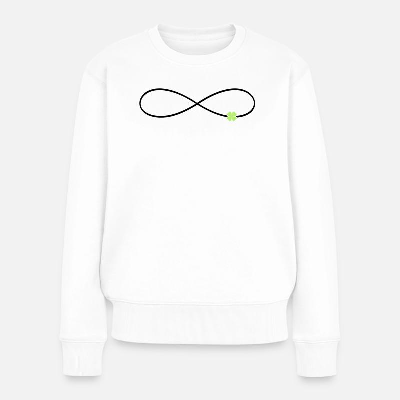 Unendlichkeitszeichen Glück Kleeblatt  - Frauen Premium Bio Pullover - Weiß