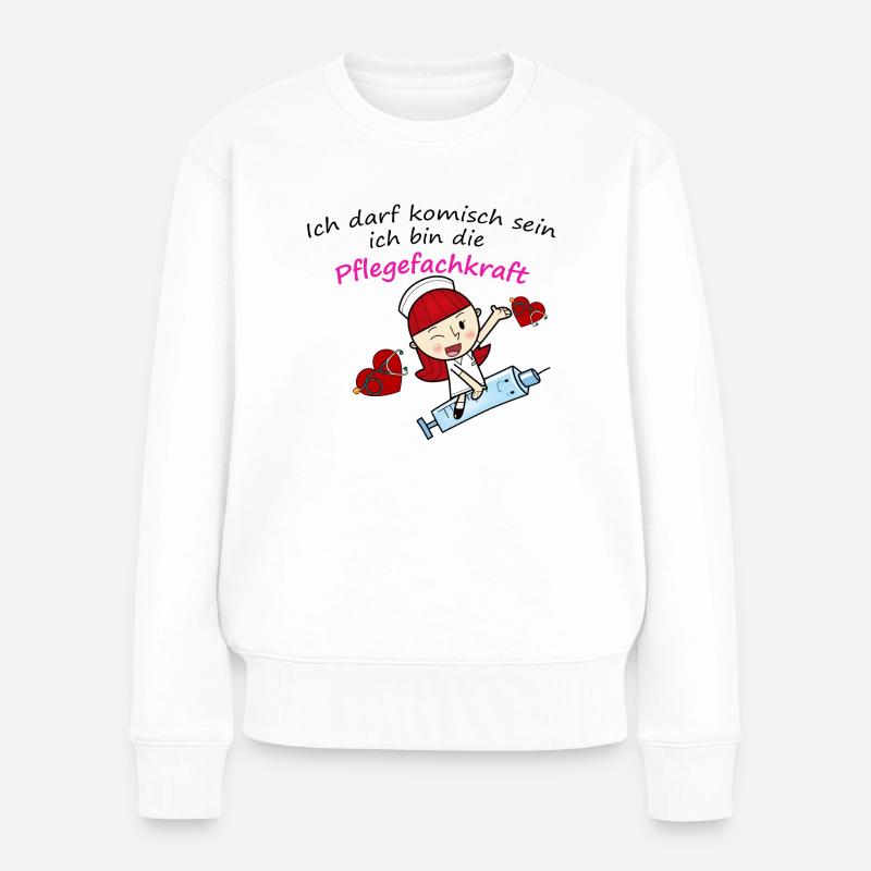 pflegefachkraft - Frauen Premium Bio Pullover - Weiß