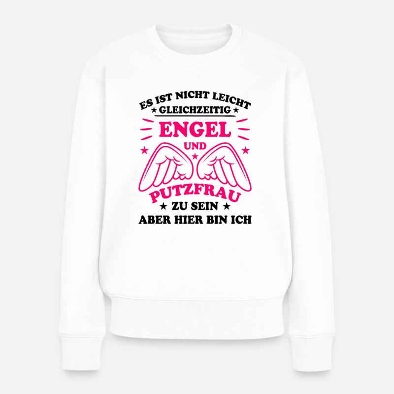 Putzfrau Reinigungskraft Spruch Haushalt Geschenk - Frauen Premium Bio Pullover - Weiß
