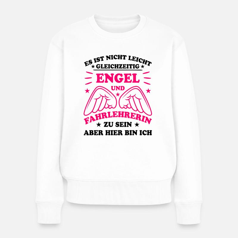 Fahrlehrerin Fahrschullehrerin Fun Spruch Geschenk - Frauen Premium Bio Pullover - Weiß