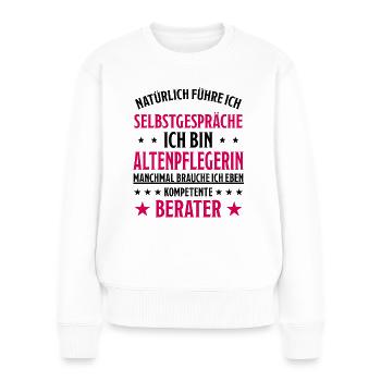 Altenpflegerin Engel Job Lustiger Spruch Geschenk - Frauen Premium Bio Pullover - Weiß - Vorne - Julia (174cm)