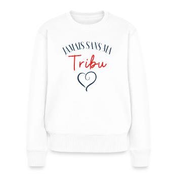 Femme maman mère de famille cadeau fête des mères - Pull Premium bio Femme - blanc - Devant - Julia (174cm)