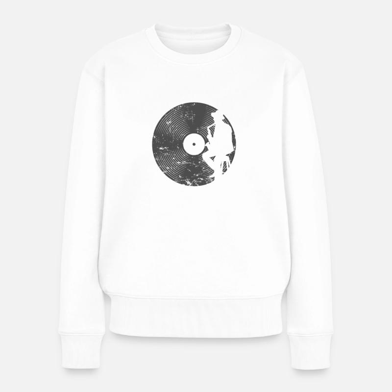 Blues oder Jazz auf Vinyl Schallplatte - Frauen Premium Bio Pullover - Weiß