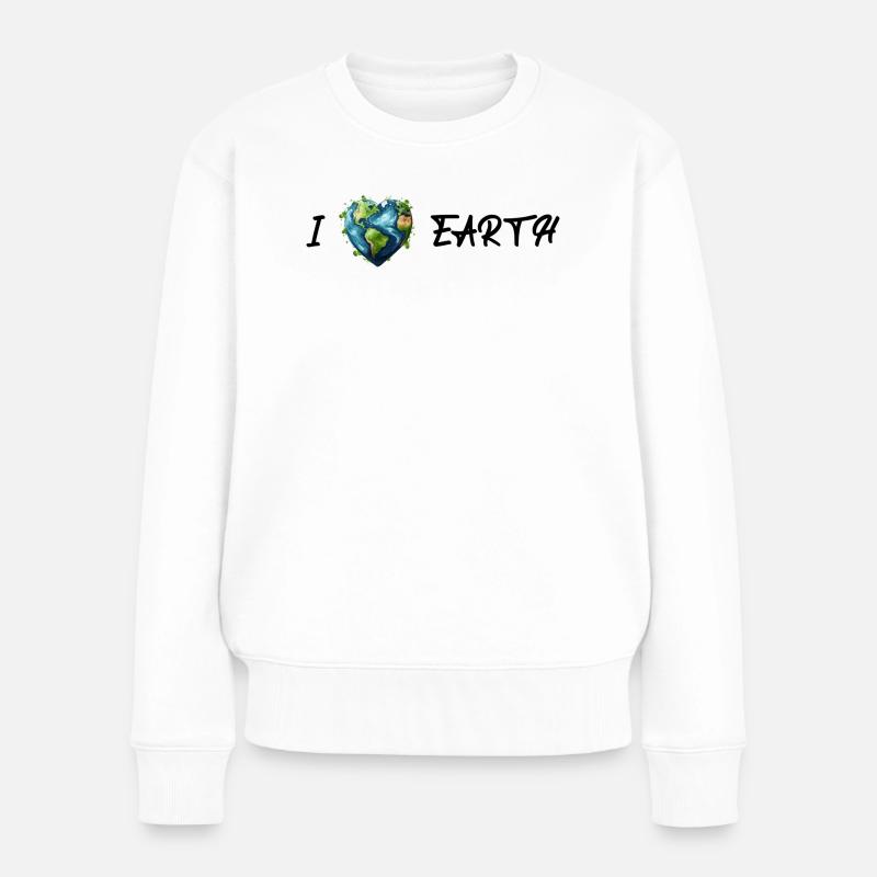 Ich Liebe Die Erde - Frauen Premium Bio Pullover - Weiß