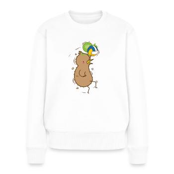 Kiwi joue au volley-ball oiseau et aux fruits - Pull Premium bio Femme - blanc - Devant - Julia (174cm)