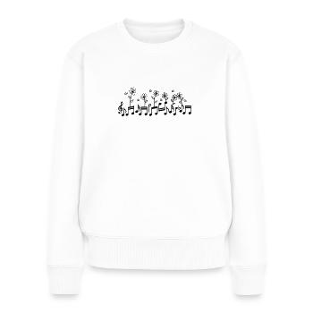 Notes de musique avec musique de fleurs - Pull Premium bio Femme - blanc - Devant - Julia (174cm)