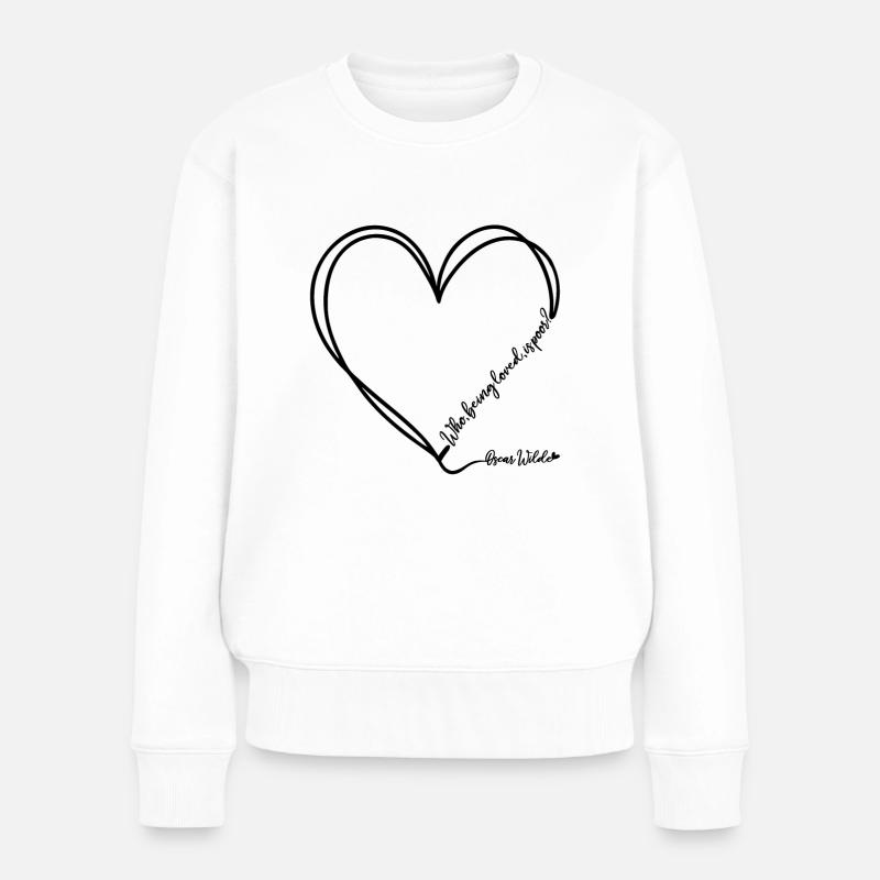 Oscar Wildes Liebeszitat-Herz-Design - Frauen Premium Bio Pullover - Weiß