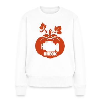 Halloween Pumpkin Check Engine Light Car - Women's Premium Organic Jumper - white - Front - Julia (174cm)