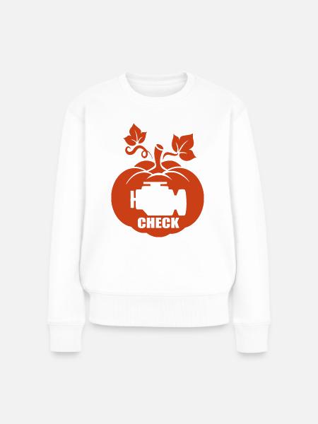Halloween Kürbis Motorkontrollleuchte Auto - Frauen Premium Bio Pullover - Weiß