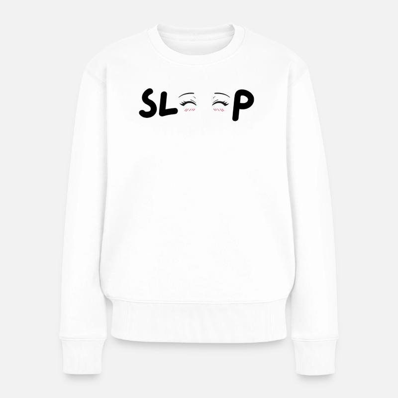 Pastellfarbene Augen und rosafarbene Wangen - Frauen Premium Bio Pullover - Weiß