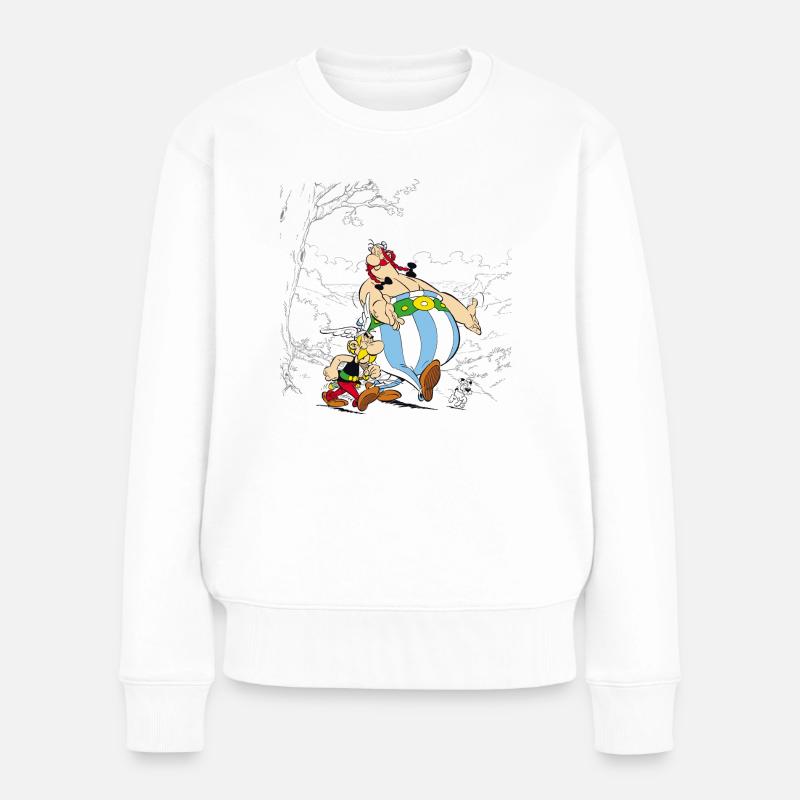 Astérix & Obélix Avec Idéfix Dans La Nature - Pull Premium bio Femme - blanc