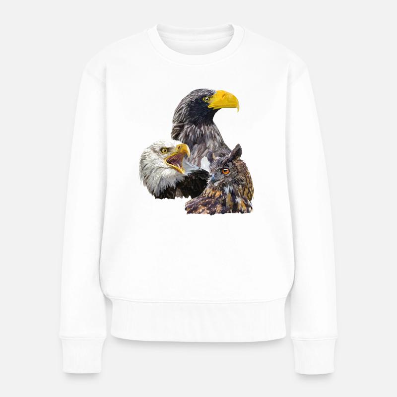 Pigargos und Eule - Frauen Premium Bio Pullover - Weiß