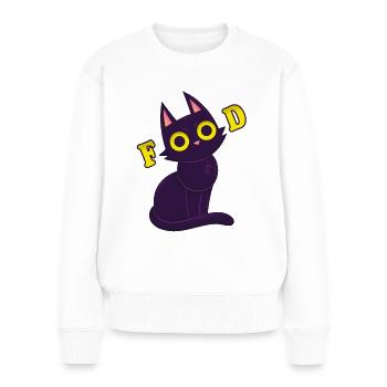 Katze Füttern Hunger - Frauen Premium Bio Pullover - Weiß - Vorne - Julia (174cm)