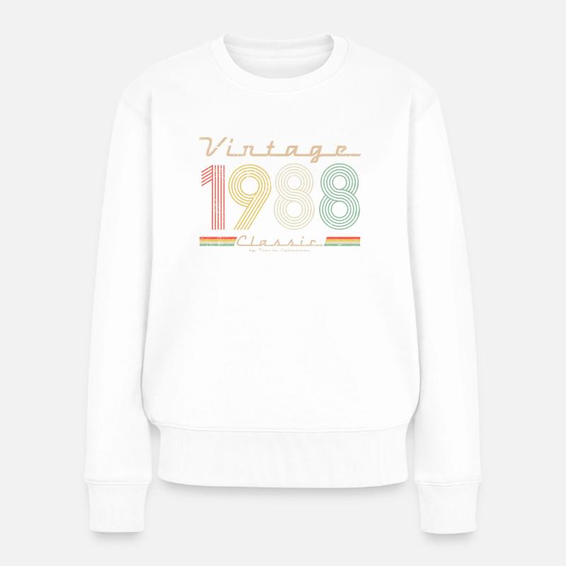 Vintage Classic 1988 Pseudo Geburtstag - Frauen Premium Bio Pullover - Weiß