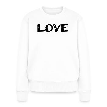 HERZ. PAAR. ICH HABE GERADE GEHEIRATET. Junggesellinnenabschied. VALENTINSTAG. - Frauen Premium Bio Pullover - Weiß - Vorne - Julia (174cm)