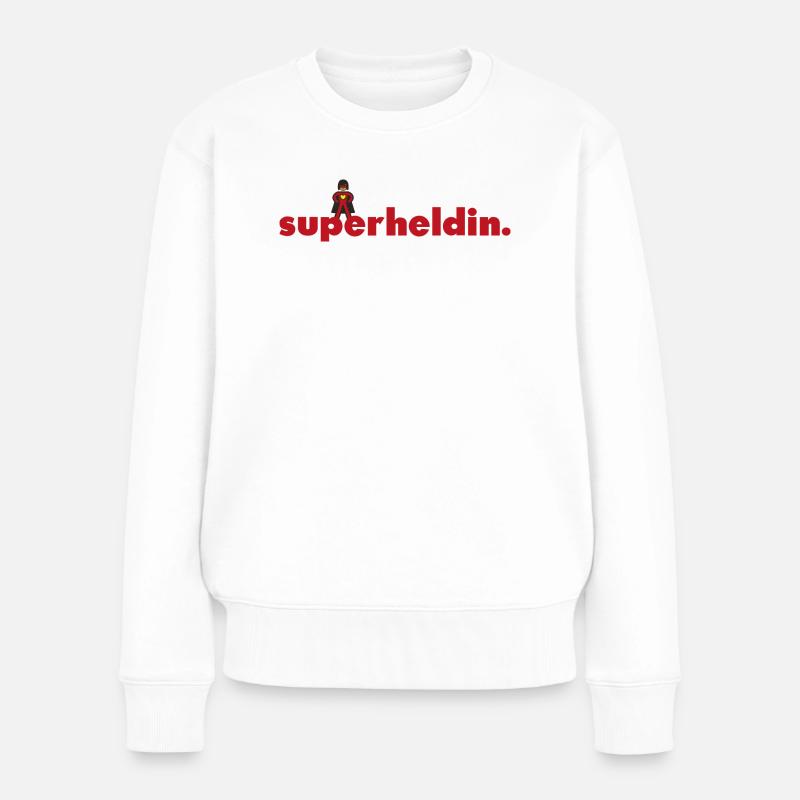 superheldin. - Frauen Premium Bio Pullover - Weiß