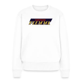 Fauler Kapitän - Frauen Premium Bio Pullover - Weiß - Vorne - Julia (174cm)