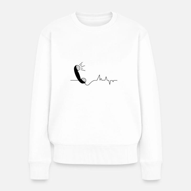 Herzschlag-Telefonhörer - Frauen Premium Bio Pullover - Weiß