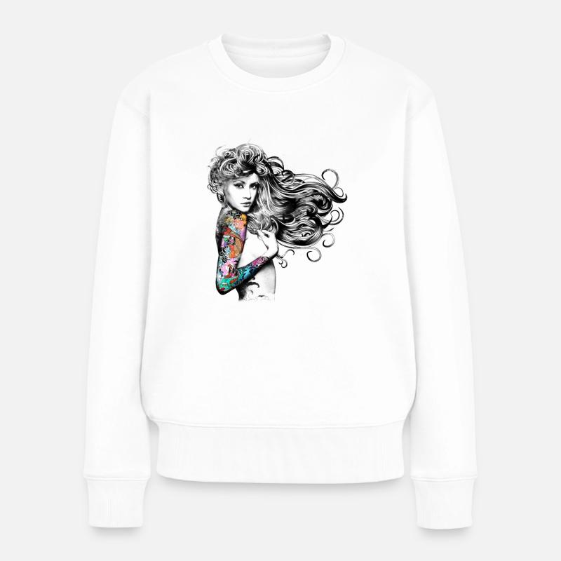 Beauté encrée - Pull Premium bio Femme - blanc