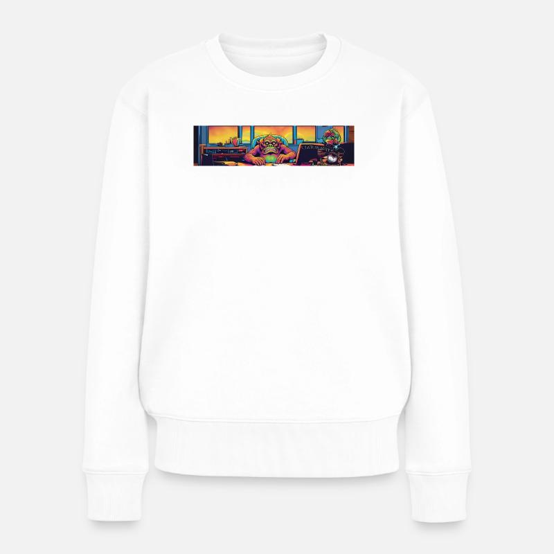 Monster Café Neon - Frauen Premium Bio Pullover - Weiß