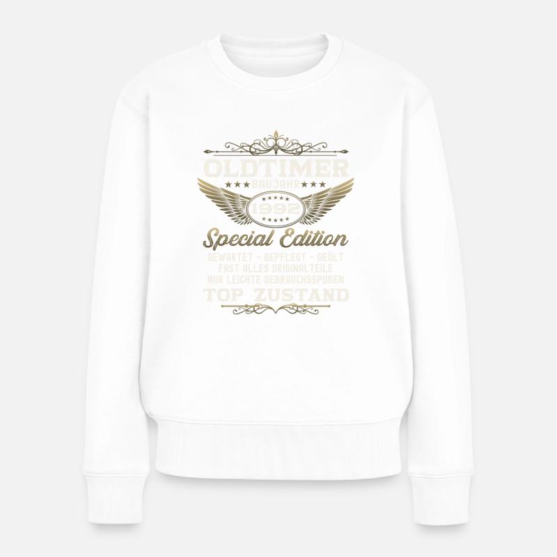 Oldtimer Jahrgang 1992 30. Geburtstag Geschenk fun - Frauen Premium Bio Pullover - Weiß